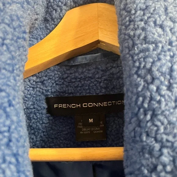 French Connection Blue Teddy Coat Medium - Picture 4 of 6